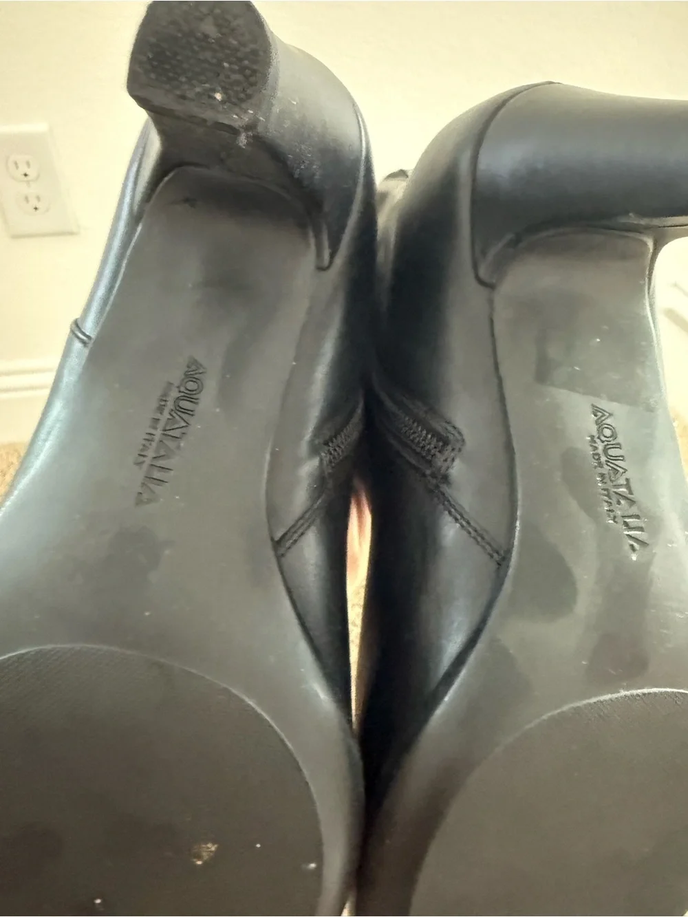 Aquatalia Dolphin Black Leather Weatherproof Boots Size 8